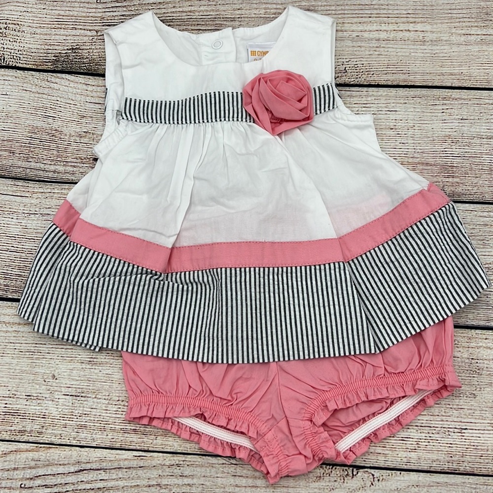 Gymboree Pink and White Top and Bloomer Set Sz 0-3 months NWTS